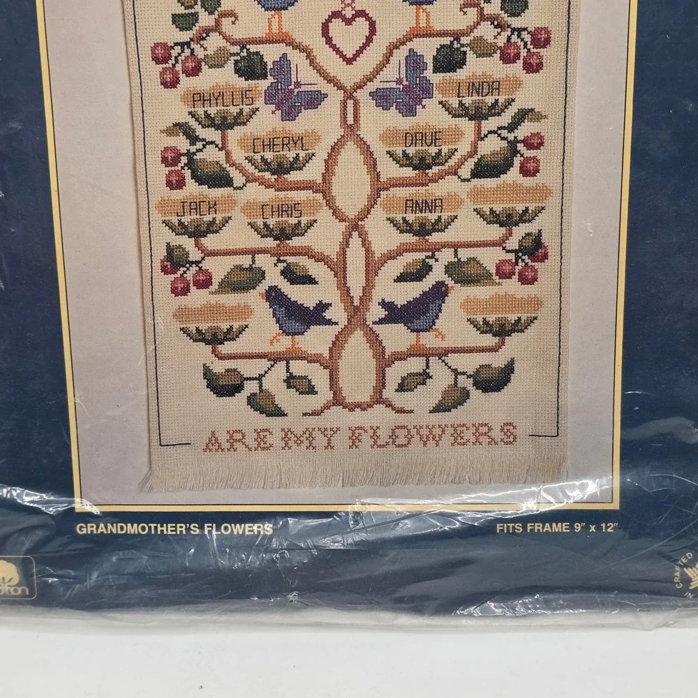 Sunset Cross Stitch Kit Unisex Beige Grandchildren Family Tree Vintage DIY‎